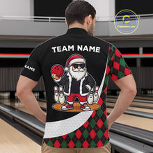 Load image into Gallery viewer, Funny Santa Christmas Bowling Shirts For Men green and red argyle pattern Custom Team Bowling outfit NQS11054