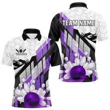 Load image into Gallery viewer, Purple Camo Bowling Polo, 1/4 Zip Shirt for Men Custom Team bowling jerseys, personalized bowling gift NQS9176