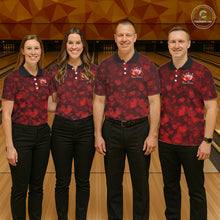 Load image into Gallery viewer, Red Hearts pattern Valentine Bowling Polo, 1/4 zip Shirts For Women Custom Bowling Couple Outfits NQS11251