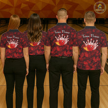 Load image into Gallery viewer, Red Hearts pattern Valentine Bowling Polo, 1/4 zip Shirts For Women Custom Bowling Couple Outfits NQS11251