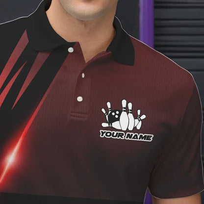 Black And Red Flame Bowling Ball and pins Bowling Shirts For Men Custom Team Bowling Jerseys NQS9387