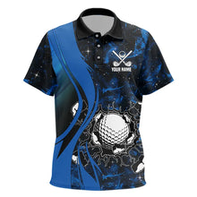Load image into Gallery viewer, Black and Blue Galaxy Kid golf polo shirt custom cool golf shirts, personalized golf gifts NQS9694