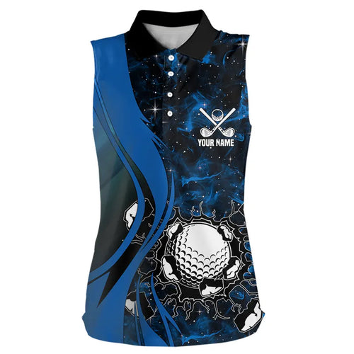 Black and Blue Galaxy Women Sleeveless polo shirt custom cool golf shirts, personalized golf gifts NQS9694