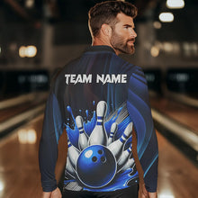 Load image into Gallery viewer, Black and Blue Men's bowling outfits Custom Team Mens bowling Polo, Quarter Zip Shirts NQS9700