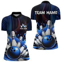 Load image into Gallery viewer, Black and Blue Women's bowling outfits Custom Team ladies bowling Polo, Quarter Zip Shirts NQS9700