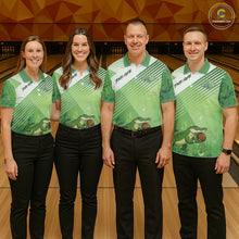 Load image into Gallery viewer, Funny Alligator Bowling Polo, 1/4 Zip Shirts For Men Custom Alligator Bowling Team Jerseys | Green NQS11742