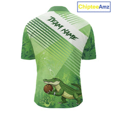 Load image into Gallery viewer, Funny Alligator Bowling Polo, 1/4 Zip Shirts For Men Custom Alligator Bowling Team Jerseys | Green NQS11742