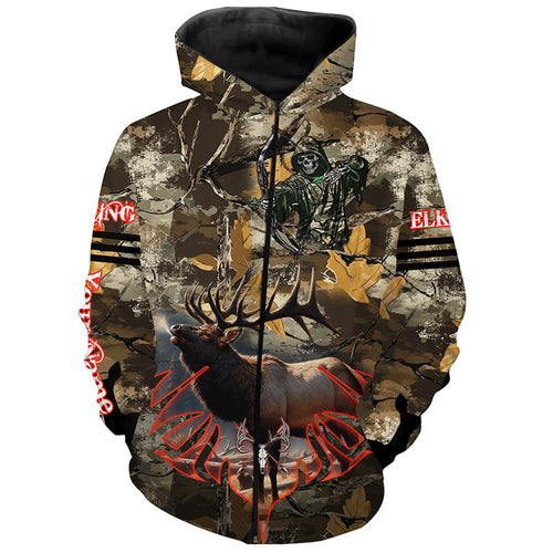 Elk Hunting Camo Grim Reaper Bow Hunting Archery Custom Name 3D All over print shirts NQS722