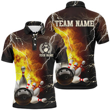 Load image into Gallery viewer, Mens Bowling polo shirts Custom flame lightning thunder Bowling Team Jersey, Bowling Team League Shirt NQS6150