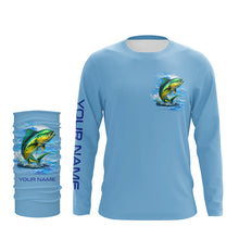 Load image into Gallery viewer, Mahi mahi (Dorado) Fishing Custom Long Sleeve Performance Fishing shirts Eat Drink Fish Repeat | Blue NQS6610