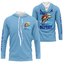 Load image into Gallery viewer, Redfish puppy drum Fishing Custom Long Sleeve Performance Fishing shirts Eat Drink Fish Repeat | Blue NQS6612