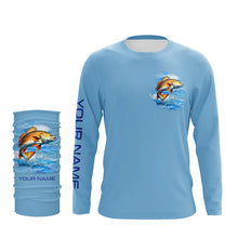 Load image into Gallery viewer, Redfish puppy drum Fishing Custom Long Sleeve Performance Fishing shirts Eat Drink Fish Repeat | Blue NQS6612
