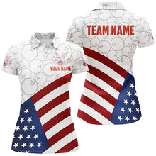Load image into Gallery viewer, Personalized American Flag Bowling Team Shirts For Women Patriotic Bowling Gifts NQS8947