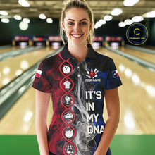 Load image into Gallery viewer, Red, White &amp; Blue Smoke Texas Flag Patriotic Team Bowling Shirt For Women Custom It's in my DNA Shirt NQS11265