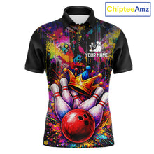 Load image into Gallery viewer, Colorful bowling jerseys Bowling Polo, 1/4 Zip Shirt for Men Custom Bowling Team shirts for bowlers NQS11473