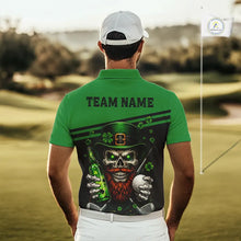 Load image into Gallery viewer, Green St Patrick Skull Golf and Beer Polo Golf shirts for Men Custom Team Mens Golf attire NQS11475