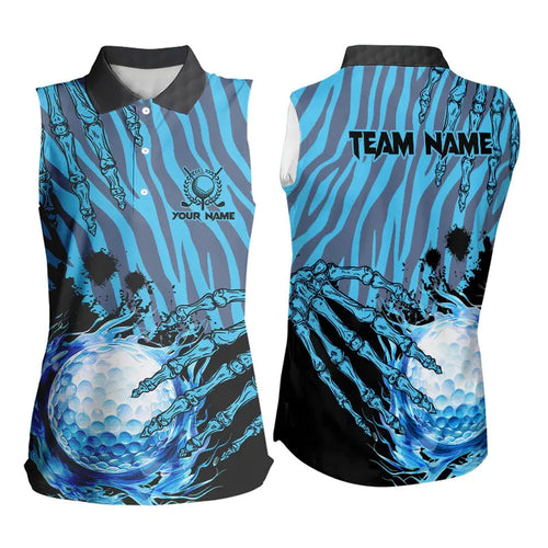 Personalized Funny Claw Blue Camo Womens golf shirts sleeveless Custom ladies golf tops outfit NQS9705