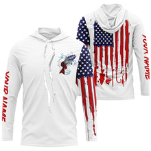 Load image into Gallery viewer, American flag Redfish fishing personalized patriotic UV Protection Fishing Shirts for mens, women, kid NQS5484