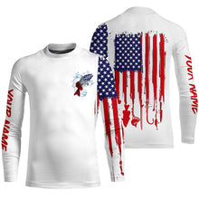 Load image into Gallery viewer, American flag Redfish fishing personalized patriotic UV Protection Fishing Shirts for mens, women, kid NQS5484