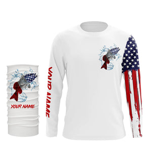 American flag Redfish fishing personalized patriotic UV Protection Fishing Shirts for mens, women, kid NQS5484