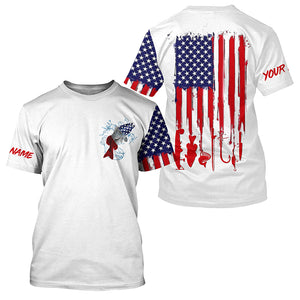 American flag Redfish fishing personalized patriotic UV Protection Fishing Shirts for mens, women, kid NQS5484