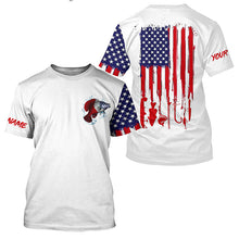 Load image into Gallery viewer, American flag Crappie fishing personalized patriotic UV Protection Fishing Shirts for mens, women, kid NQS5485