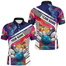 Load image into Gallery viewer, Colorful bowling Polo, Quarter Zip Shirt for Men Custom bowling ball and pins Team Bowling jerseys NQS8066