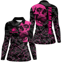 Load image into Gallery viewer, Black Skull camo bowling shirt for women custom bowling team jerseys, gifts for bowlers | Pink NQS8277