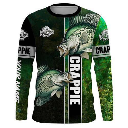 Crappie fishing green shirt Custom name Long Sleeve Fishing Shirts, fishing gifts for men, women, kid NQS4141