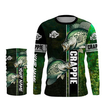 Load image into Gallery viewer, Crappie fishing green shirt Custom name Long Sleeve Fishing Shirts, fishing gifts for men, women, kid NQS4141