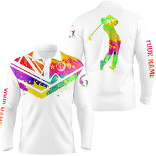 Load image into Gallery viewer, Mens golf polo shirts watercolor New Zealand flag custom name white golf shirt NQS4362