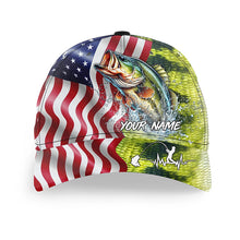 Load image into Gallery viewer, Largemouth bass fishing scales American Flag Custom patriotic fishing baseball caps for men, women NQS8966