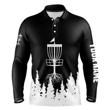 Load image into Gallery viewer, Black and White Disc Golf Basket Mens Disc golf polo shirts custom name disc golf jerseys NQS9195