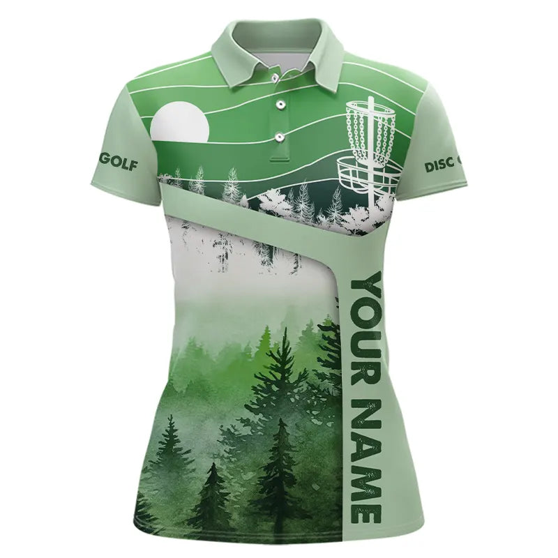 Mint Green Forest Retro Women Disc golf polo shirts custom disc golf jerseys, disc golf apparel NQS9198