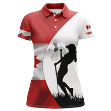 Load image into Gallery viewer, Womens golf polo shirts Canadian flag patriotic personalized Canada ladies golf top NQS5761