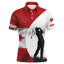 Load image into Gallery viewer, Mens golf polo shirts Canadian flag patriotic personalized Canada golf shirts for men, golf outfit men NQS5761