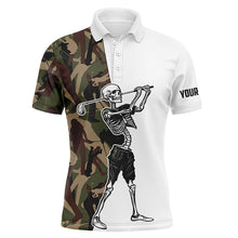 Load image into Gallery viewer, Funny Skull Mens Golf polo shirts golf camo pattern custom name golf apparel NQS3936