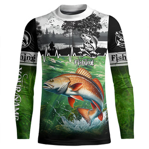 Redfish puppy drum Fishing UV protection Custom name long sleeves fishing shirt for men, women, Kid NQS2651