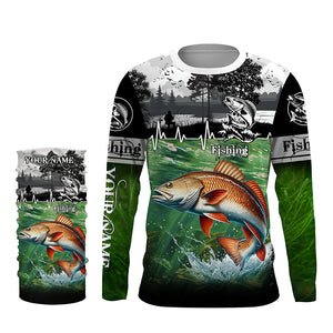 Redfish puppy drum Fishing UV protection Custom name long sleeves fishing shirt for men, women, Kid NQS2651