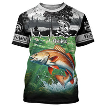 Load image into Gallery viewer, Redfish puppy drum Fishing UV protection Custom name long sleeves fishing shirt for men, women, Kid NQS2651