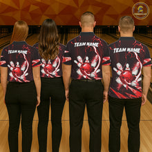 Load image into Gallery viewer, Red Thunder Lightning bowling ball and pins jerseys Custom Team Bowling Polo, 1/4 Zip Shirts For Men NQS11281
