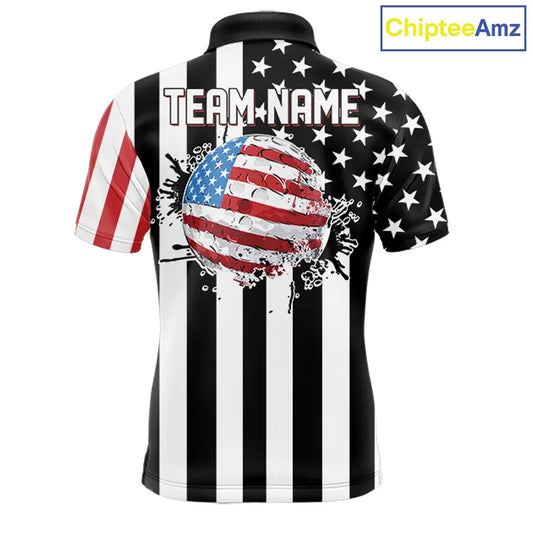 Men's golf polo shirts custom Red, white and black American flag mens golf tops, best golf gifts NQS11486