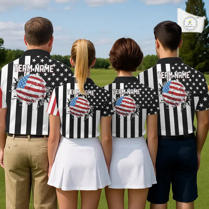 Women golf polo shirts custom Red, white and black American flag ladies golf tops, best golf gifts NQS11486