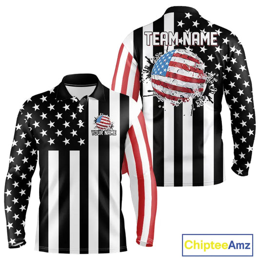 Men's golf polo shirts custom Red, white and black American flag mens golf tops, best golf gifts NQS11486