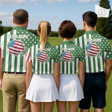 Load image into Gallery viewer, Men's golf polo shirts custom Red, white and green American flag mens golf tops, best golf gifts NQS11487
