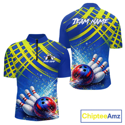 Personalized Blue And Green Bowling shirts for men bowling team league jerseys, bowling gifts for men NQS11494