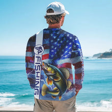 Load image into Gallery viewer, American Flag Walleye lightning Long Sleeve Fishing Shirts custom Patriotic Walleye fishing jerseys NQS9561