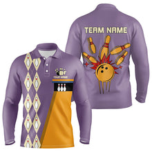 Load image into Gallery viewer, Yellow &amp; Purple Retro Bowling Polo, Quarter Zip shirt for Men Custom vintage team bowling jersey NQS9720