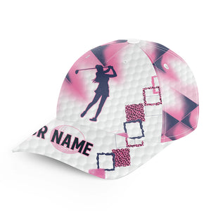 Pink golf hat for women custom name golf cap hat, gift for golf lovers NQS3490