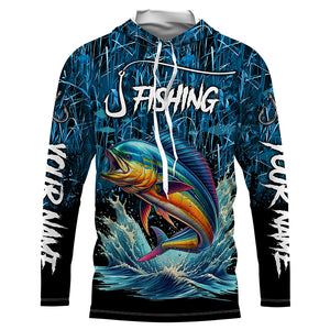 Mahi mahi Fishing blue camo Custom UV protection long sleeves fishing shirts NQS5771